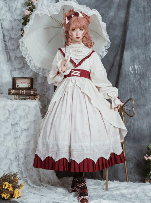 North Mirror Flower Series OP Classic Lolita Nordic Court Style Autumn Winter Long Sleeve Dress  |  Classic Lolita Dresses