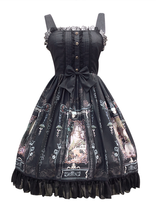 Old Castle Elves Series Retro Lace Classic Lolita Sling Dress  |  Classic Lolita Dresses