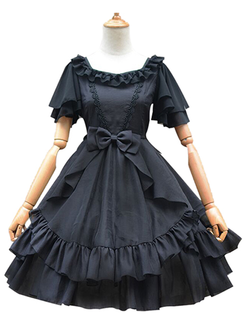 Organza High Waist Short Sleeves Classic Lolita Dress  |  Plus Size Lolita Dresses