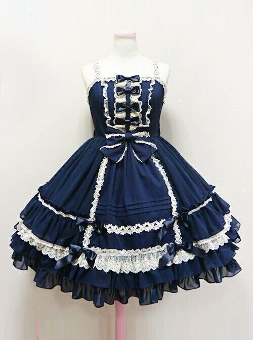 Palace Style Bowknot Lace Classic Lolita Sling Dress  |  Classic Lolita Dresses