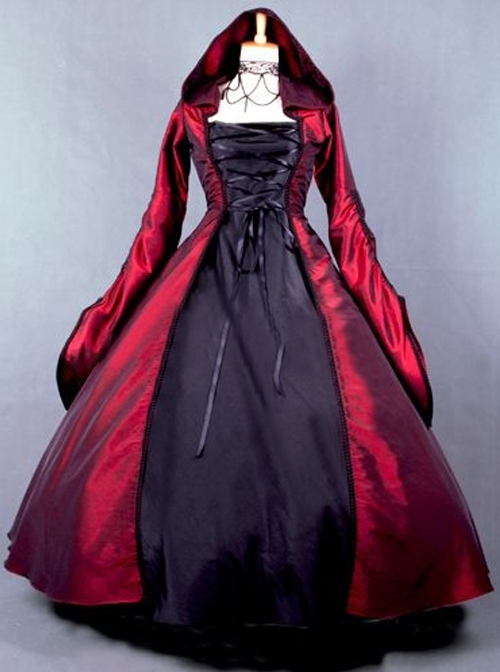 Palace Style Retro Gothic Lolita Prom Hooded Long Dress  |  Plus Size Lolita Dresses