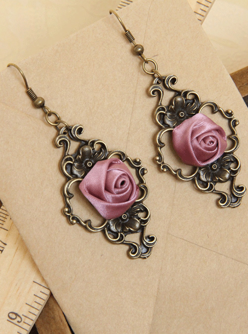 Palace Style Retro Light Purple Rose Classic Lolita Earrings  |  Lolita Earrings