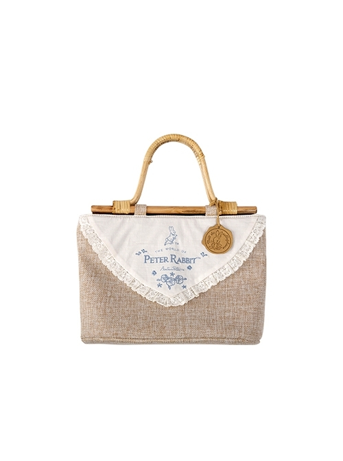 Pastoral Style Imitation Linen Embroidery Simple Classic Lolita Spring Outing Hand Basket  |  Lolita Bags