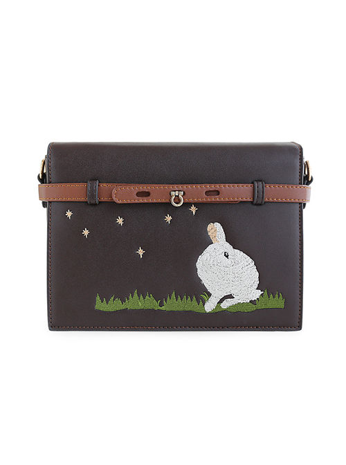 Pastoral Style Little White Rabbit Embroidery Classic Lolita Shoulder Bag  |  Lolita Bags