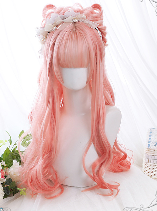 Peach Oolong Series Pink Long Curly Hair Sweet Lolita Wigs  |  Wigs