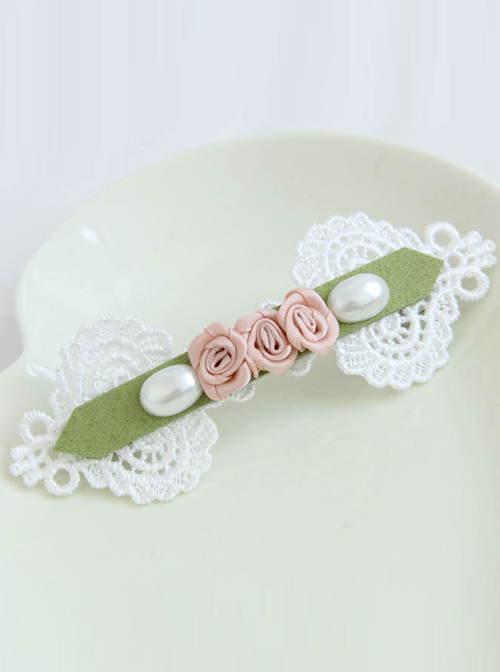 Pearl Lace Rose Girls Handmade Lolita Hairpin  |  Lolita Hairpins