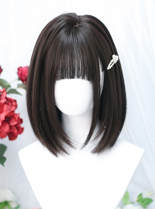 Pearl Series Natural Simulation Daily JK Girl Straight Hair Shoulder-Length Classic Lolita Wig  |  Wigs