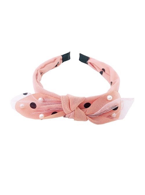 Pink Bowknot Beaded Embellishment Children Non-slip Hairband  |  Kids Headbands