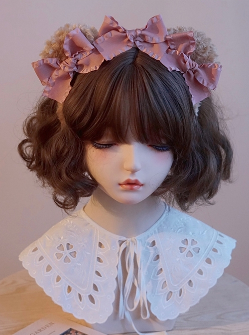 Pink Handmade Bow-Knot Knot Plush Little Bear Ears Sweet Lolita Headband  |  Lolita Headbands