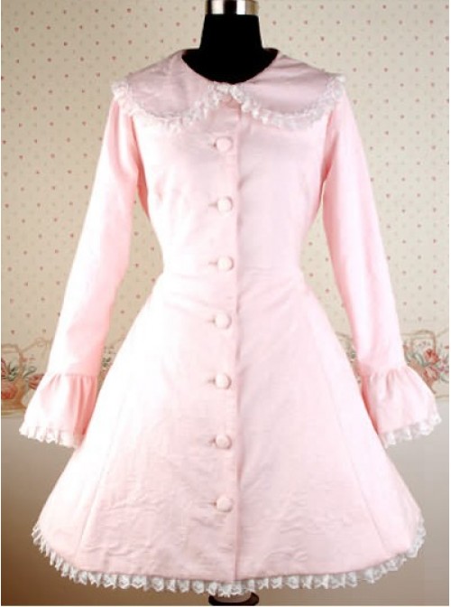 Pink Long Sleeves Round Collar Bow Lolita Coat  |  Coat & Jacket