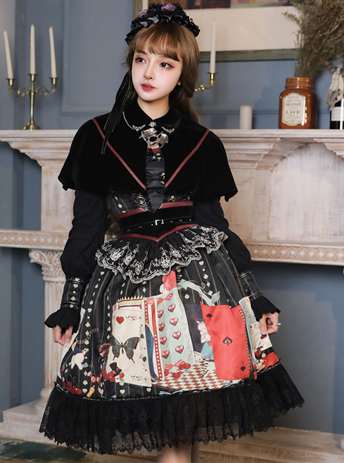 Playing Card Maze Series Retro Punk Lolita Long Sleeve Dress Set  |  Punk Lolita Dresses