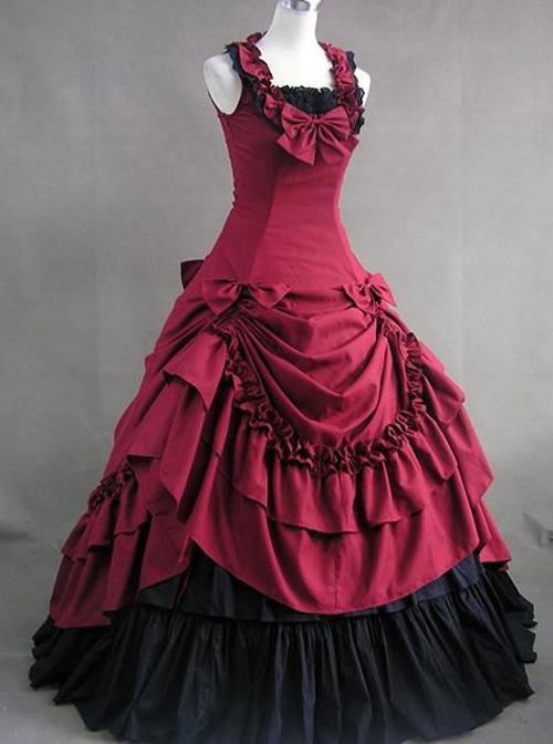 Plum Red Prom Sleeveless Gothic Victorian Lolita Dress  |  Plus Size Lolita Dresses