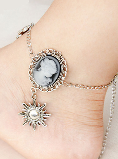 Portrait And Little Sun Pendant Gothic Lolita Anklet  |  Lolita Ankle Belts