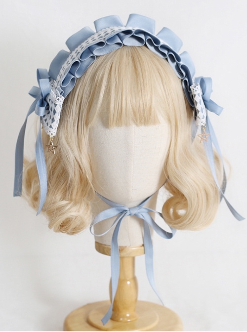 Princess Bow Super Fairy Long Ribbon Star Pendant Simple Temperament Sweet Lolita Hairband  |  Lolita Headbands