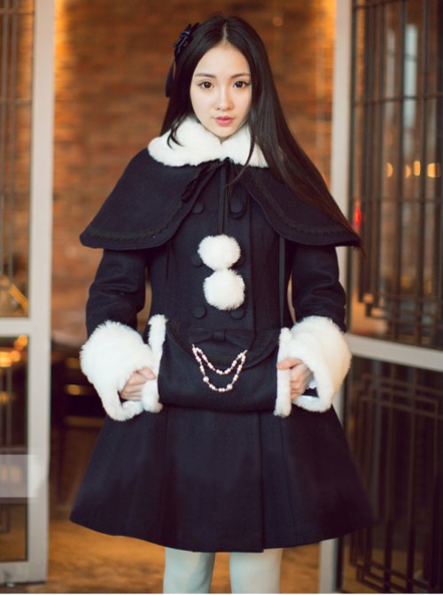 Princess Faith Elegant Lolita Long Coat with Detachable Cape  |  Coat & Jacket