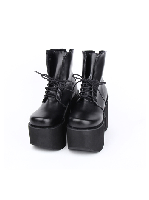 Punk Black Thick Bottom Platform Heel Lolita Boots  |  Lolita Boots