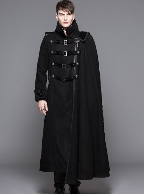 Punk Gothic Nobleman Detachable Shawl Black Thickened Long Coat  |  Gothic & Punk Coats & Jackts