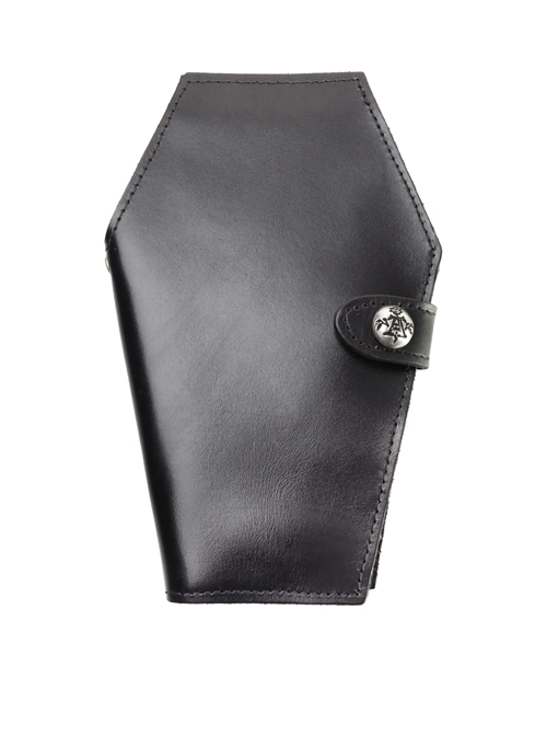 Pure Black Cow Leather Gothic Coffin Shape Wallet  |  Gothic & Punk Bags