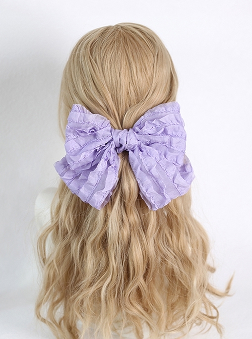 Pure Color Cake Layers Cute Girly Chiffon Big Bowknot Spring Clip Sweet Lolita Hair Clip  |  Lolita Hairpins