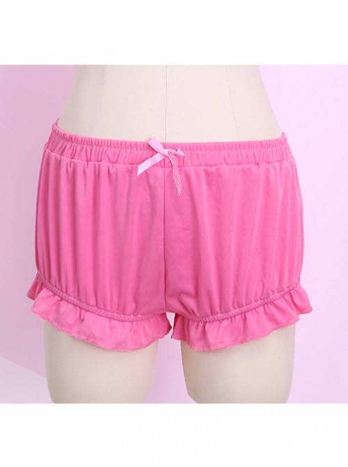 Pure Rose Red Cute Pink Bowknot Sweet Lolita Bloomers  |  Lolita Bloomers