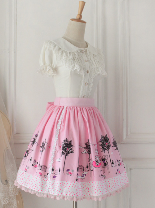 Pussy Afternoon Tea Series Pink Sweet Lolita Skirt  |  Plus Size Lolita Skirts