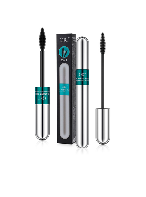 QIC Dense Curling Two In One Silver Tube Double Brush Head Double Effect Mascara  |  Mascara