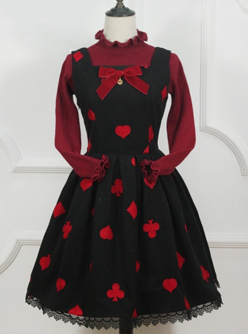 Red Queen Series Retro Fairy Tales Style Woolen Embroidered Classic Lolita Vest Dress  |  Classic Lolita Dresses