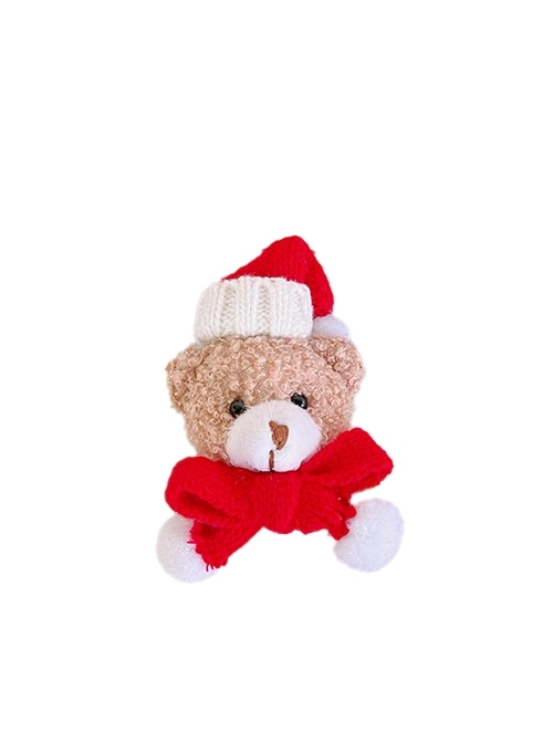 Red Scarf Santa Hat Plush Little Bear Gift Pin Brooch Hair Clip Dual-Purpose Classic Lolita Hair Clip  |  Lolita Hairpins