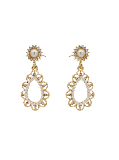 Retro Baroque Pearl Hollow Out Classic Lolita Earrings  |  Lolita Earrings