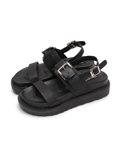 Retro Black Gothic Thick Bottom Rome Sandals  |  Gothic & Punk Footwear