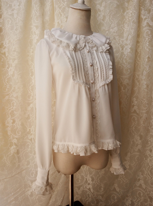 Retro Doll Collar Classic Lolita Long Sleeve Shirt  |  Blouses