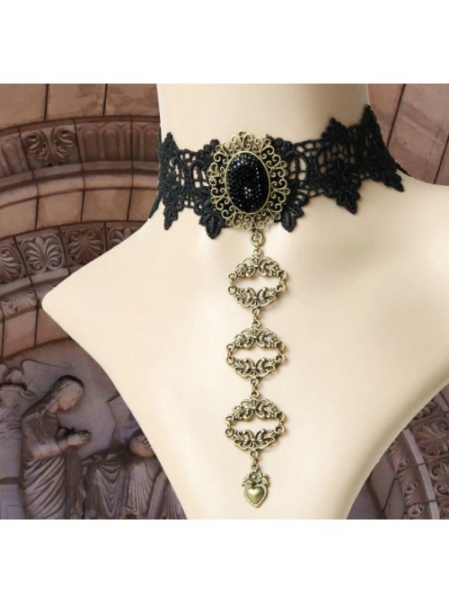 Retro Gothic Black Lace Queen Lolita Necklace  |  Lolita Necklaces