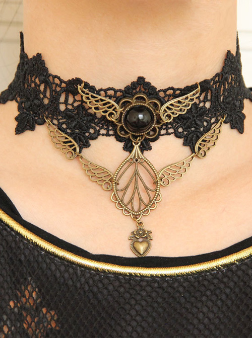 Retro Palace Black Lace Lady Lolita Necklace  |  Lolita Necklaces