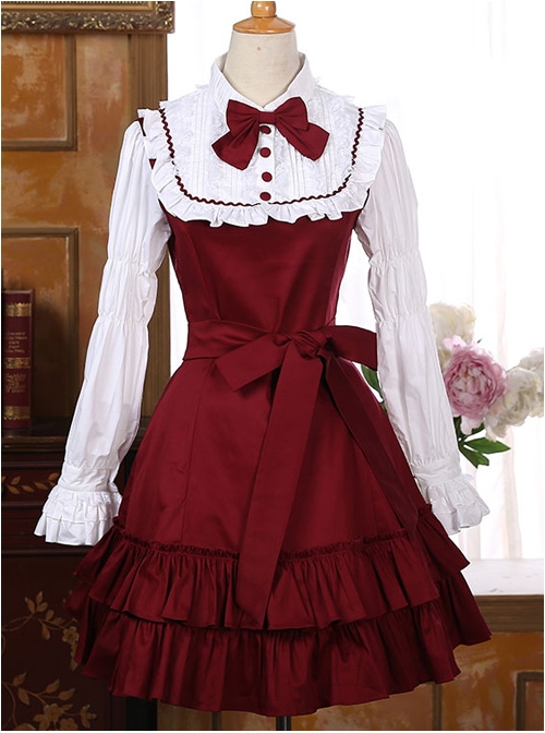 Retro Palace Style Flounced Sweet Lolita Long Sleeve Dress  |  Plus Size Lolita Dresses