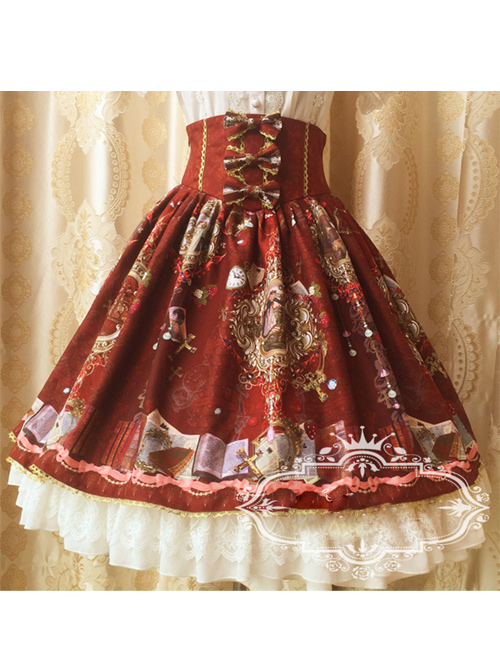 Retro Paradise Garden Printing High Waist Lolita Skirt  |  Skirts