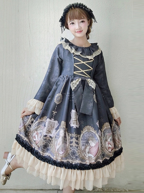 Retro Ruffle Collar Classic Lolita Puff Long Sleeve Dress  |  Classic Lolita Dresses