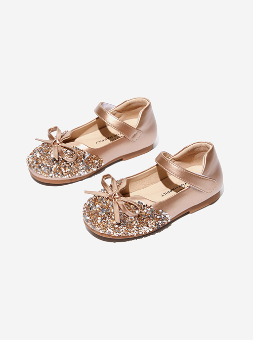 Rhinestone Vamp Bowknot Children Velcro Princess Shoes  |  Kids Shoes