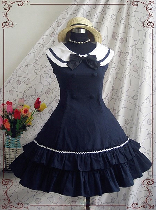 Ruffle Bow Double Breasted Two-pieces Classic Lolita Dress  |  Classic Lolita Dresses