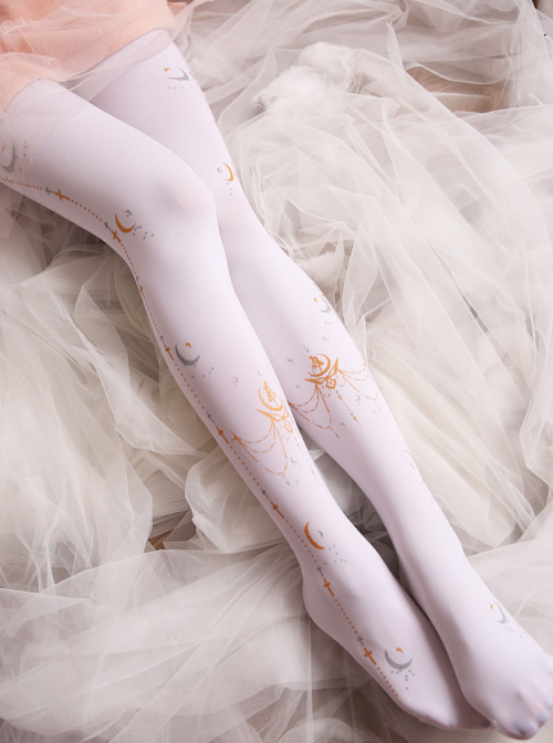 Sailor Moon Printing Classic Lolita Black Or White Pantyhose  |  Lolita Socks