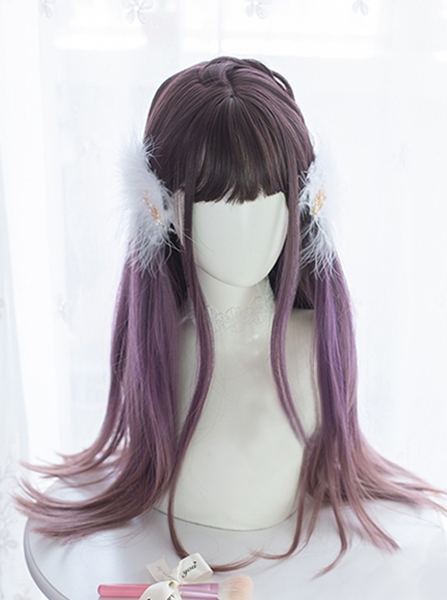 Scorpio Series Three-Color Gradient Purple Long Straight Hair Lolita Wigs  |  Wigs