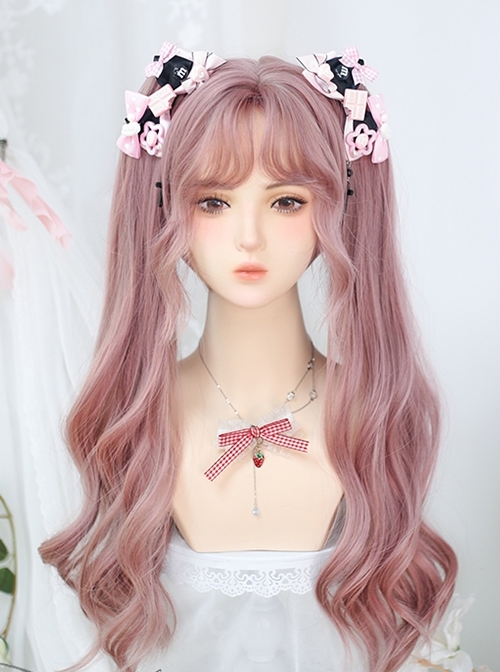 Sherbet Series Anime Feel Side Parted Bang Sweet Lolita Tiger Mouth Clip Double Ponytail Long Curly Simulation Wig  |  Wigs