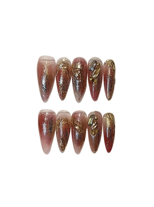 Shiny Metallic Translucent Gradient Glitter Detachable Long Style Finished Manicure Nail Pieces  |  Nails