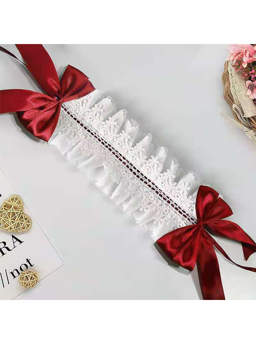 Silk Ribbon Bowknot White Lace Children Lolita Headband  |  Kids Headbands