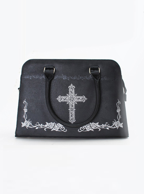 Silver Cross Rose Black Gothic Lolita Kylie Bag  |  Lolita Bags