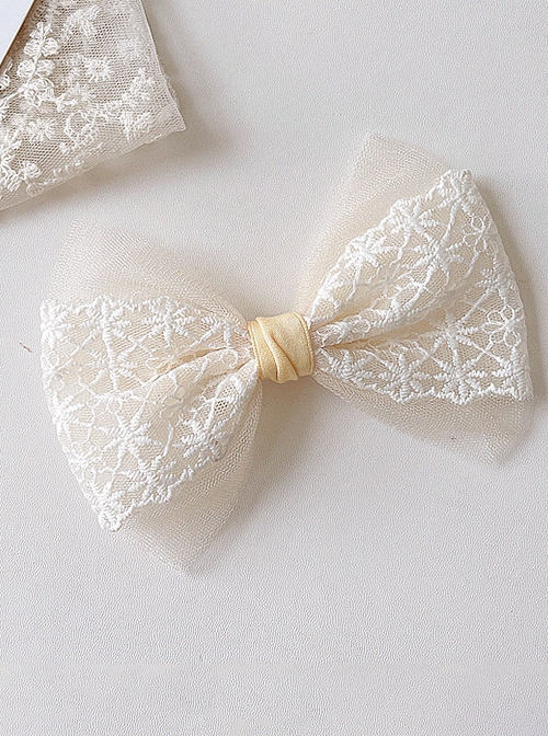 Simple Lace Princess Bow Hair Clip Kid Styling Braided Sweet Lolita Hairpin  |  Kids Headbands