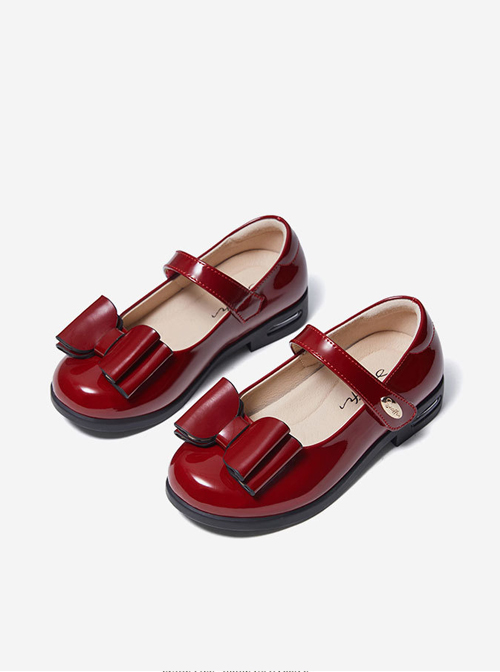 Simplicity Pure Color Patent Leather Bowknot Children Sweet Lolita Shoes  |  Kids Shoes