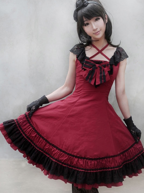 Sleeveless Bowknot Lace Classic Lolita Dress  |  Plus Size Lolita Dresses