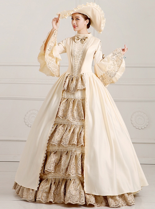 Solemn And Elegant Palace Style Stage Costume Champagne Lolita Prom Dress  |  Plus Size Lolita Dresses