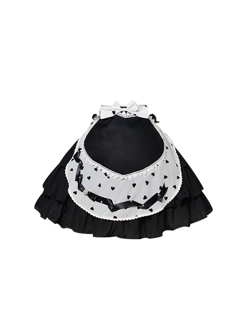 Solid Color Love Print Handmade Beads Ribbon Ruffled Bow-Knot Apron Cute Sweet Lolita Skirt  |  Skirts