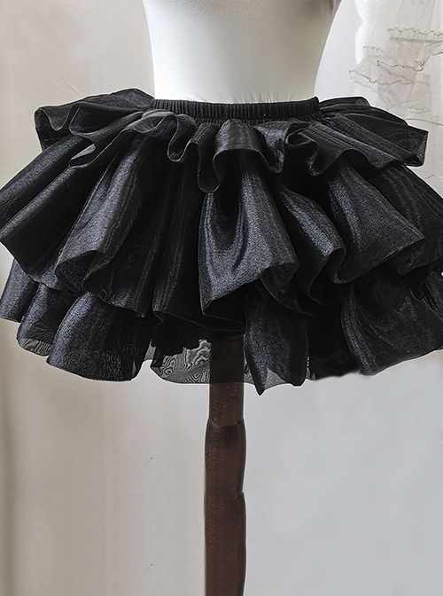 Solid Color Super Short Layered Lace Pleated Hem Classic Lolita Violent Petticoat  |  Skirts